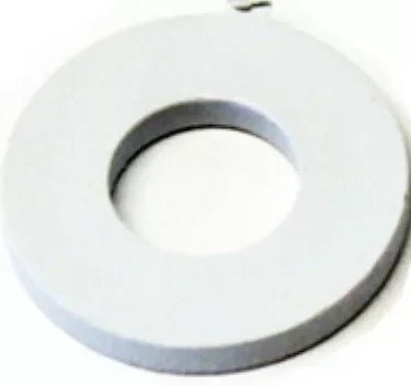 The Ascaso I..173 PTFE Gasket is a flat, round, white gasket with a central hole and smooth surface. Featuring even edges, it serves as a hardware fastener component and is compatible with Ascaso machines. © 2025 1st-line.com