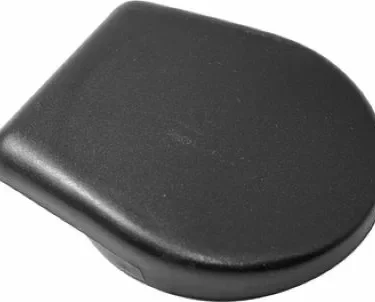 The Ascaso MI..31 Doser Cover is a black, oval plastic lid with a flat back edge and smooth finish, shown on a white background—perfect as a replacement toilet seat cover. © 2025 1st-line.com