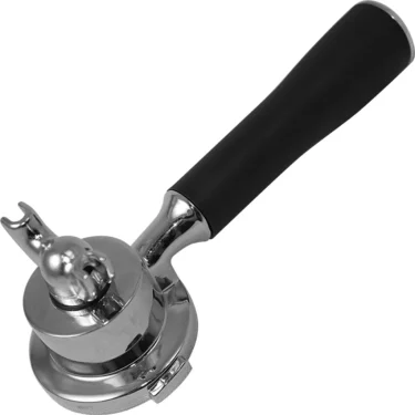 The Ascaso PM..84 Capsule Portafilter features a metal body, dual spout, black handle, and double dose capacity; designed for Lavazza Point compatibility and shown at an angle against a white background. © 2025 1st-line.com