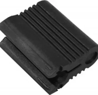 The Ascaso V.1679 8mm Long Pipe Protector is a black, ribbed plastic cover with grip grooves, shown from an angled perspective. © 2025 1st-line.com