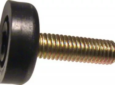 The Ascaso V.1686 M-8 D=24mm H=34mm Foot/Leg features a golden threaded M-8 shaft and a wide, flat black head, ideal as a replacement part for Ascaso machines. Shown on a white background. © 2025 1st-line.com