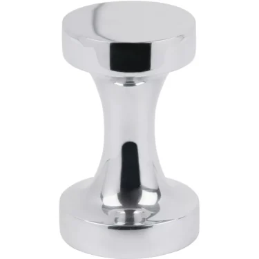 The Ascaso V.1916 Aluminum Double Sided 53/57mm Espresso Coffee Tamper, featuring shiny flat circular ends, is photographed against a white background. © 2025 1st-line.com