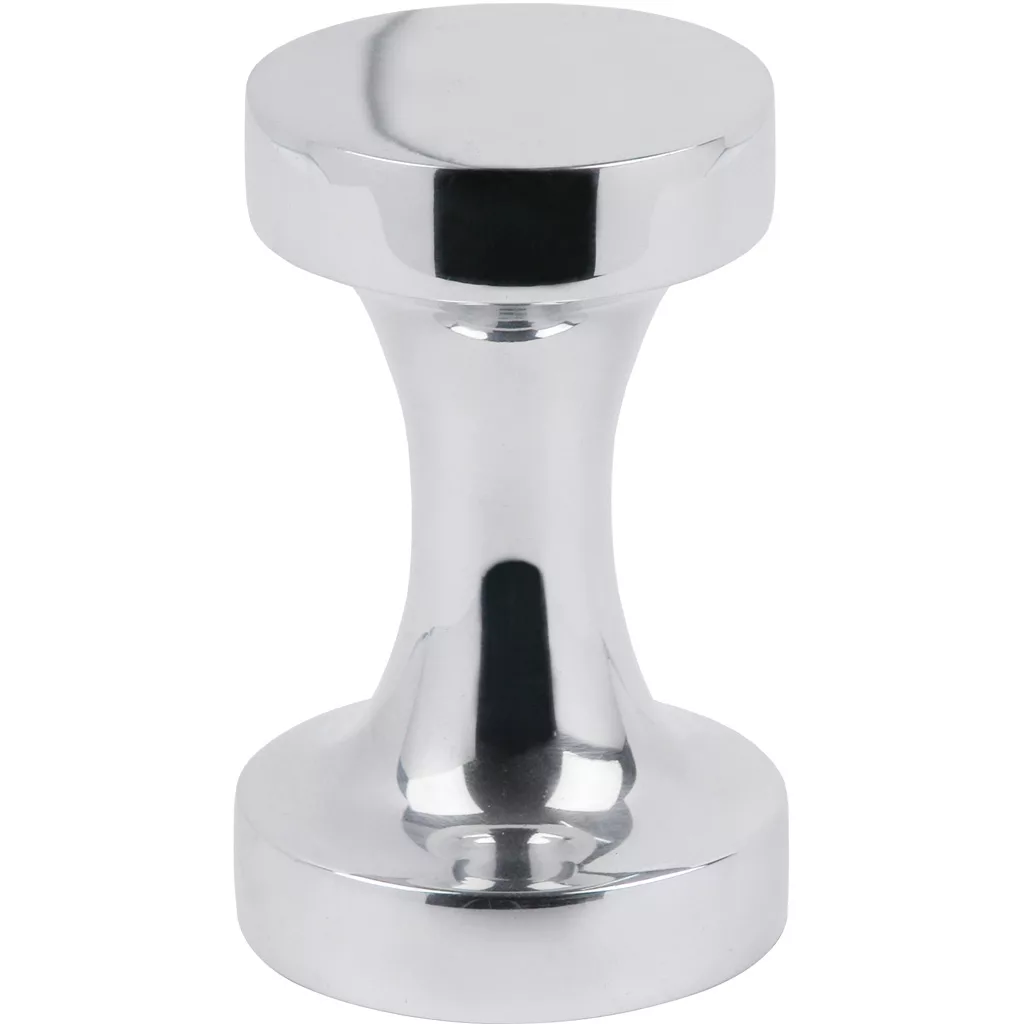 The Ascaso V.1916 Aluminum Double Sided 53/57mm Espresso Coffee Tamper, featuring shiny flat circular ends, is photographed against a white background. © 2025 1st-line.com
