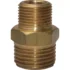 The Ascaso V.312 1/2 M x 3/8 M fitting is a brass pipe adapter with male threads on both ends and a hexagonal center for easy wrench tightening—ideal for connecting pipes or hoses. © 2025 1st-line.com