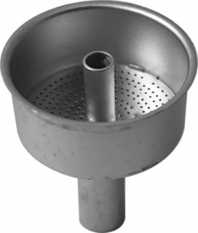 The Bellman Stainless Steel Stove Top #55 Coffee Basket A-11 is a moka pot accessory with a central tube and fine holes, designed to hold ground coffee for the Bellman A-11 espresso maker. © 2025 1st-line.com