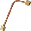 The Bezzera 5162237.01LL Boiler Load Pipe is a copper pipe with an angled bend and brass hexagonal fittings on both ends, designed for plumbing or refrigeration connections in Bezzera systems. © 2025 1st-line.com