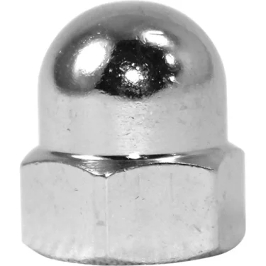 The Bezzera 5221863CM Grouphead Cap Nut - M8 features a domed, chrome-plated finish with a hexagonal base, perfect for covering exposed bolt threads on Bezzera machines. © 2025 1st-line.com
