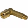 The Bezzera 5301521TR Union Elbow MM1/8x3/8 is a right-angle brass pipe fitting with threaded ends in two sizes, designed for connecting pipes or hoses in Mitica or Bezzera equipment. © 2025 1st-line.com