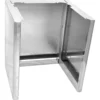 The Bezzera 5344025.01 Body Panel is a stainless steel, three-sided enclosure with an open front and top, smooth reflective surfaces, and squared edges—perfect as a replacement body panel for Bezzera machines. © 2025 1st-line.com