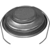 The Bezzera 5471010 1-Cup 58mm Filter Basket is a metal strainer with a perforated surface and two wire handles, designed for easy liquid draining, similar in style to can strainers. © 2025 1st-line.com