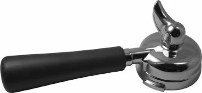 The Bezzera 5965501.01R 58mm Single Spout Portafilter features a black handle and locking mechanism, holding coffee grounds securely for rich espresso shots. © 2025 1st-line.com