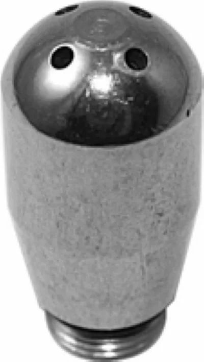 The Bezzera 7305010 4-Hole Steam Tip features a matte-finished metal body with a rounded top and four small holes, plus male threads at the base for easy attachment. Designed for compatibility with Bezzera 7305010 models. © 2025 1st-line.com