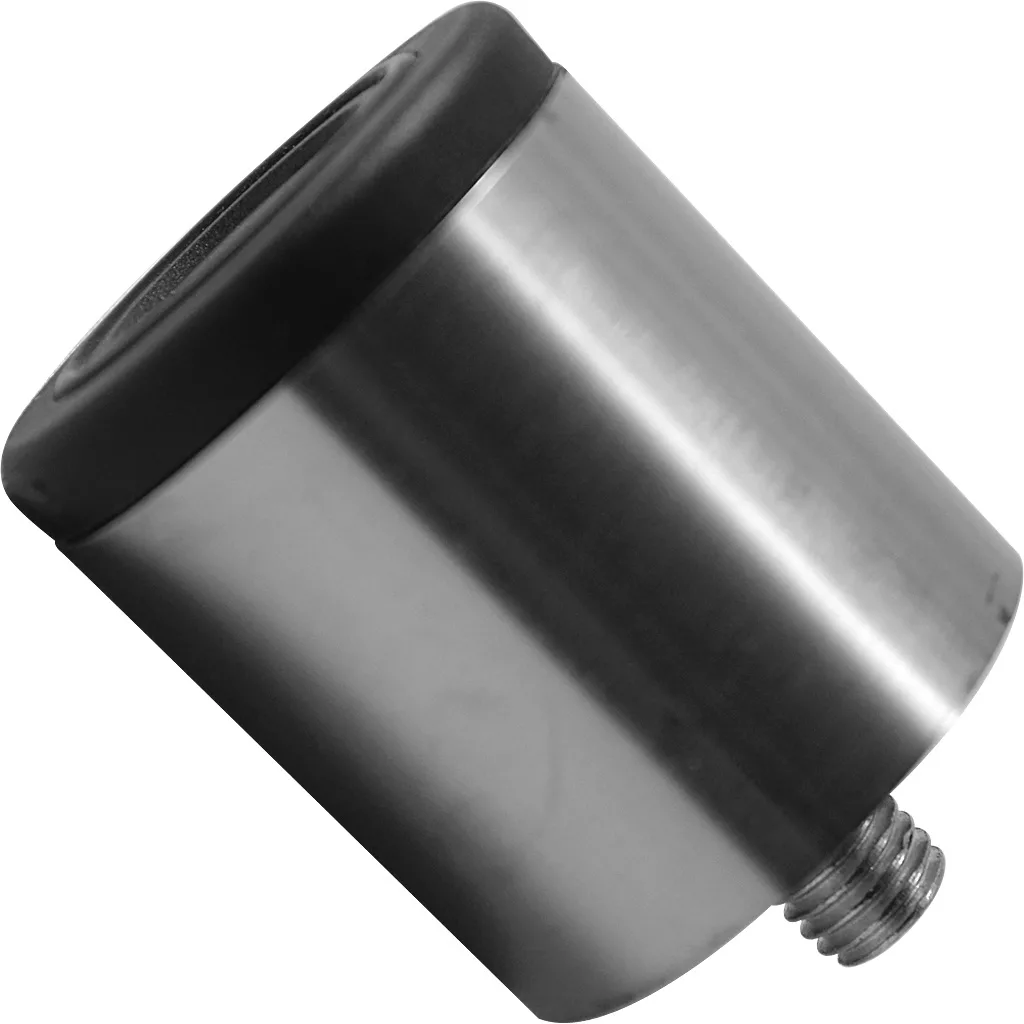 The Bezzera 7474218 Foot / Leg M10 D40X46 is a stainless steel door stopper with a black rubber top and threaded metal end, designed for durability, shown on a white background. © 2025 1st-line.com