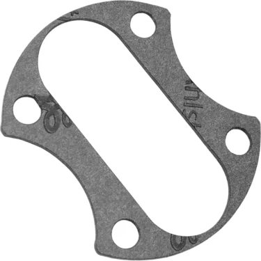 The Bezzera 7493017 Insulating Gasket for Level Group is a flat, gray, oval gasket with four circular holes and an elongated central opening, designed to mount or seal mechanical parts. © 2025 1st-line.com