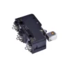 The Bezzera 7633907 Microswitch - tank/reservoir is a black industrial microswitch with metal terminals and a silver lever arm, ideal for electrical control applications, shown isolated on a white background. © 2025 1st-line.com