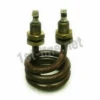 The Brasilia Club Lady and Belle Epoque Junior Heating Element 1200W/110V is a spiral-shaped heating element with two screw terminals, designed for electrical heating in compatible machines. © 2025 1st-line.com