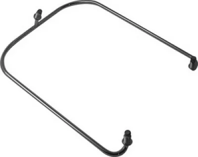 The DISCONTINUED Ascaso I..108 Banister is a black, square-shaped metal support frame with rounded corners and plastic end caps, shown angled against a white background. © 2025 1st-line.com