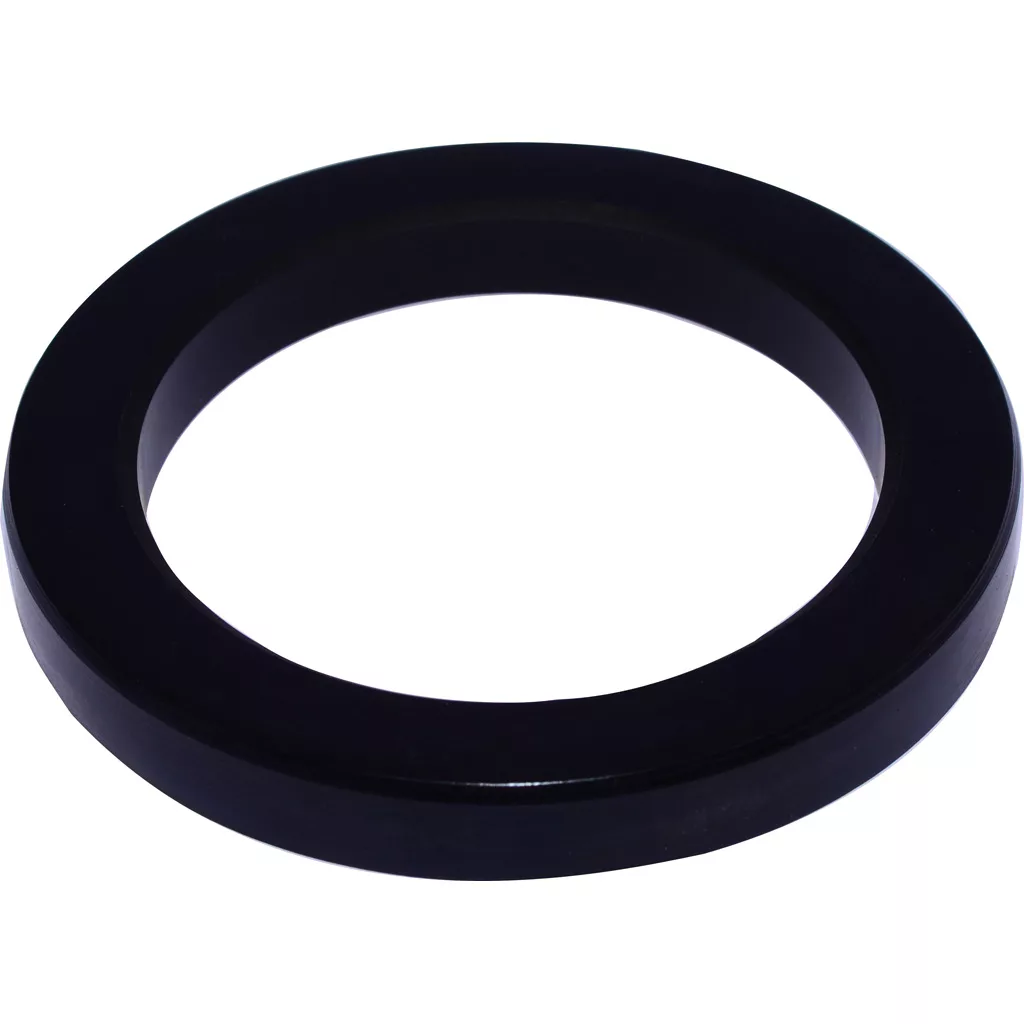 The DISCONTINUED Ascaso I.2281 Portafilter Gasket (73.5x54x8.5 mm) is a black, circular rubber sealing ring with a smooth surface, designed for a precise fit in compatible portafilters. © 2025 1st-line.com