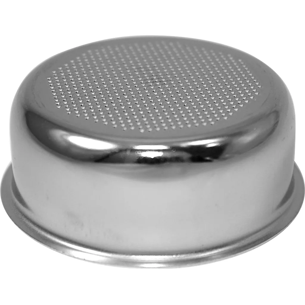 The DISCONTINUED Ascaso I..280 57mm 2-Cup Non-Pressurized Filter Basket is a stainless steel accessory for Ascaso espresso machines, featuring fine holes on its flat surface for filtering coffee grounds. © 2025 1st-line.com
