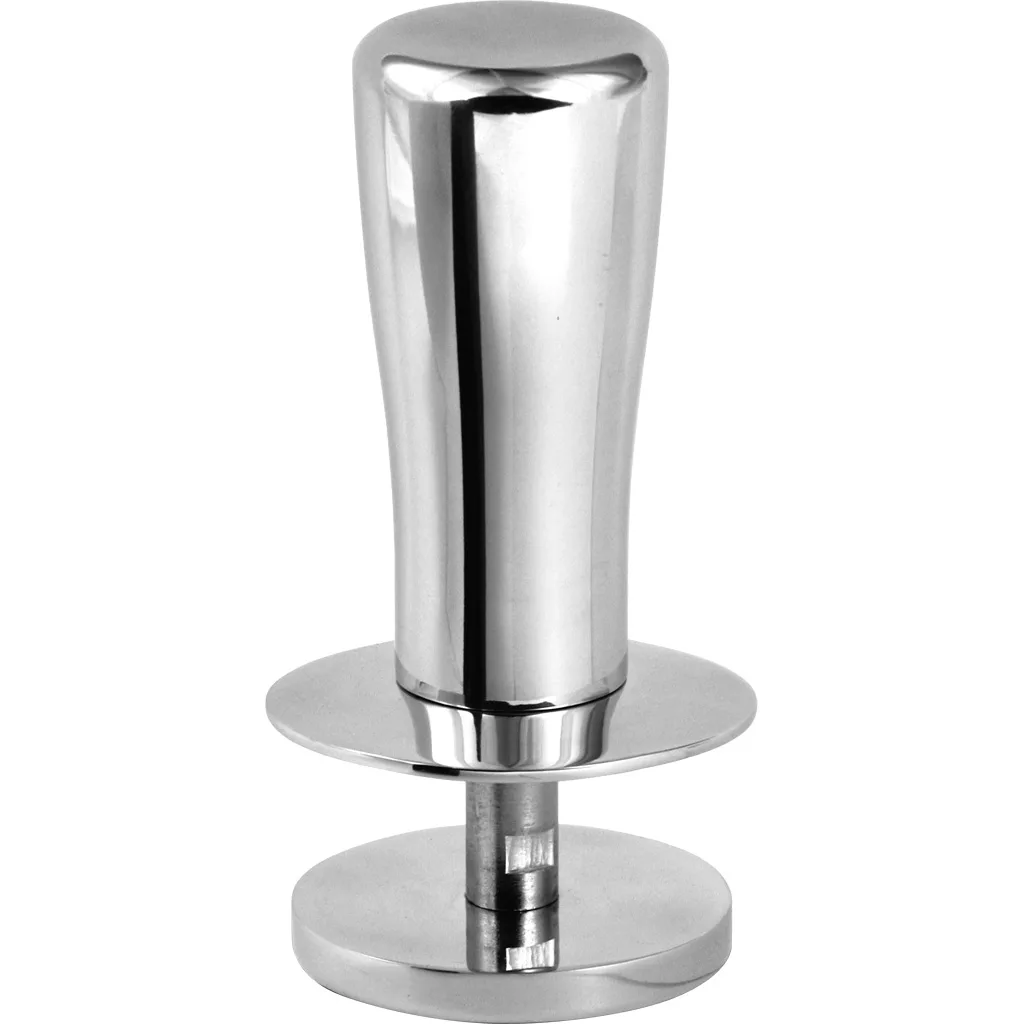 The DISCONTINUED Ascaso V.1844 Dynamometric 57mm Espresso Coffee Tamper features a shiny metallic finish, cylindrical handle, and flat base, designed for compressing coffee grounds in an Ascaso portafilter. © 2025 1st-line.com