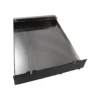 The ECM P3010 Back Body Panel is a metal tray with raised edges, a reflective surface, a folded lip at one end, and notched front corners, displayed against a white background. © 2025 1st-line.com