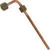 The Elektra 00133035 Pressure Switch Copper Pipe is a copper pipe with a 90-degree bend and hexagonal metal fittings on both ends, commonly used for refrigeration or plumbing connections. © 2025 1st-line.com