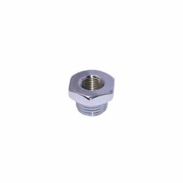 The Elektra 00142021 Chrome Adapter (1/4 male to 1/8 female) hexagonal nut with internal threading, displayed centered on a plain white background. © 2025 1st-line.com