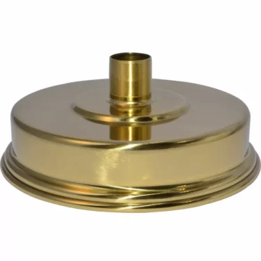 The Elektra 00570096 Small Plate Support (BRASS) for Belle Epoque is a shiny, round brass holder with a central socket, shown against a plain white background. © 2025 1st-line.com