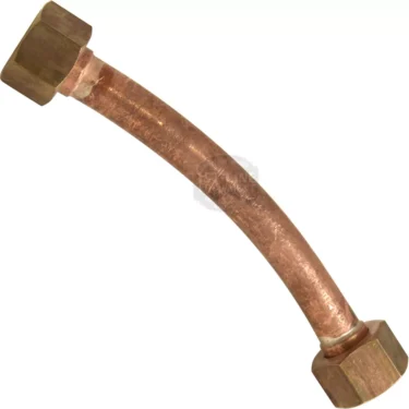 The Elektra 00849011 Pipe from Upper Heat Exchange to Left Group features hexagonal brass fittings on both ends, making it ideal for plumbing or gas connections in upper heat exchange applications. © 2025 1st-line.com