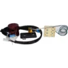 The Elektra 01158034 Safety Switch Element Kit includes a coiled wire, circuit board, sensor probe, connectors, mounting plate, and red cylindrical part, all shown on a white background. © 2025 1st-line.com