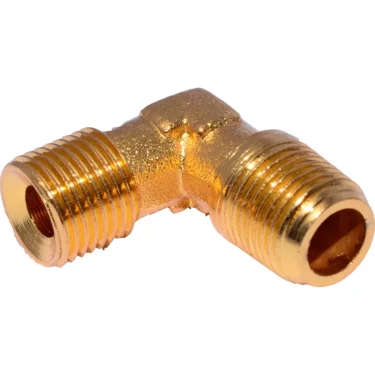 The Elektra 01248026 Socket/Connector is a brass right-angle connector with threaded ends, designed for joining two pipes at a 90-degree angle. © 2025 1st-line.com