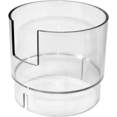 The Elektra 01703008 Doser Cylinder is a transparent, plastic, cylindrical MS/MSC part with a top-edge notch and an aligned smaller MSC notch at the bottom. © 2025 1st-line.com