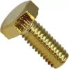 The Elektra 01839026 Gold Grouphead Screw M 6x14 is a shiny brass hex bolt with a threaded shaft and hexagonal head, shown against a white background. © 2025 1st-line.com