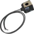 The Elektra 01846035 Parker 3 Way Solenoid Valve Coil is a black coil with two attached wires and labeled technical specs, designed for automation or industrial systems. Compatible with Parker 3 Way Solenoid Valves. © 2025 1st-line.com