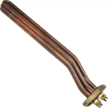 The Elektra 02808035 Heating Element for Elektra Belle Epoque 3 group (220-400V/5000W) features three U-shaped copper tubes, a brass mounting flange, and electrical terminals for efficient, reliable performance. © 2025 1st-line.com
