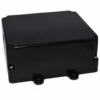 The Elektra 03659034 230V Control Box/Brain Unit is a black rectangular enclosure with rounded edges, four mounting holes, and is shown from the front—perfect for use as a control or brain unit. © 2025 1st-line.com