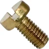 The Elektra 04030035 Screw TC M3x6 is a brass, round head slotted screw with shaft threading and a straight slot for flathead screwdrivers, perfect for use in Elektra components. © 2025 1st-line.com
