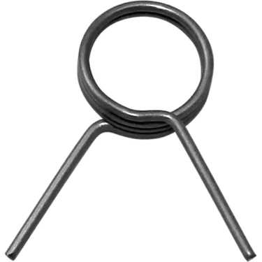 The Elektra 04080035 Tamper Support Spring is a metal torsion spring with two straight arms and a coiled center, commonly used to store rotational energy in mechanical devices. © 2025 1st-line.com