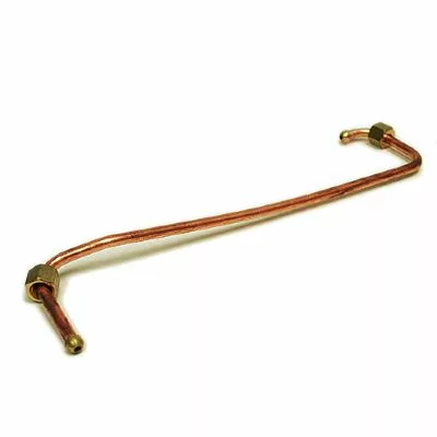 The Fiorenzato A2000064 125mm Bottom Copper Tube with Elbow features brass fittings and threaded ends for secure plumbing or refrigeration connections. Its angled design ensures reliable attachment in various applications. © 2025 1st-line.com