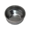 The Isomac 000292 Filter Basket/Cup is a 1 cup stainless steel basket with small bottom holes, designed for Super Giada espresso machines. It features a round, smooth, shiny metallic surface. © 2025 1st-line.com
