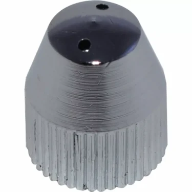 The Isomac 000367 2 Hole Steam Tip is a metallic, ridged, cone-shaped nozzle with two small holes and a shiny top, designed for the Old Millennium Steam Wand or compatible Isomac machines. © 2025 1st-line.com