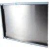 The Isomac 000553 Back Panel Millennium is a rectangular stainless steel panel with a smooth, reflective finish, bordered by a white metal frame with corner screws—ideal for the Isomac Millennium. © 2025 1st-line.com
