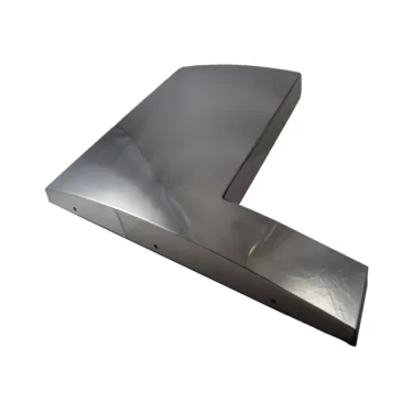 The Isomac Left Side Panel Millennium is a shiny, metallic L-shaped bracket with smooth surfaces and three small holes along one edge, ideal for the Isomac Millennium machine, shown against a white background. © 2025 1st-line.com