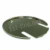 The Mazzer Drip Tray for Stark is a round, metallic tray with a flat surface, raised edge, and two side notches, shown against a white background. © 2025 1st-line.com