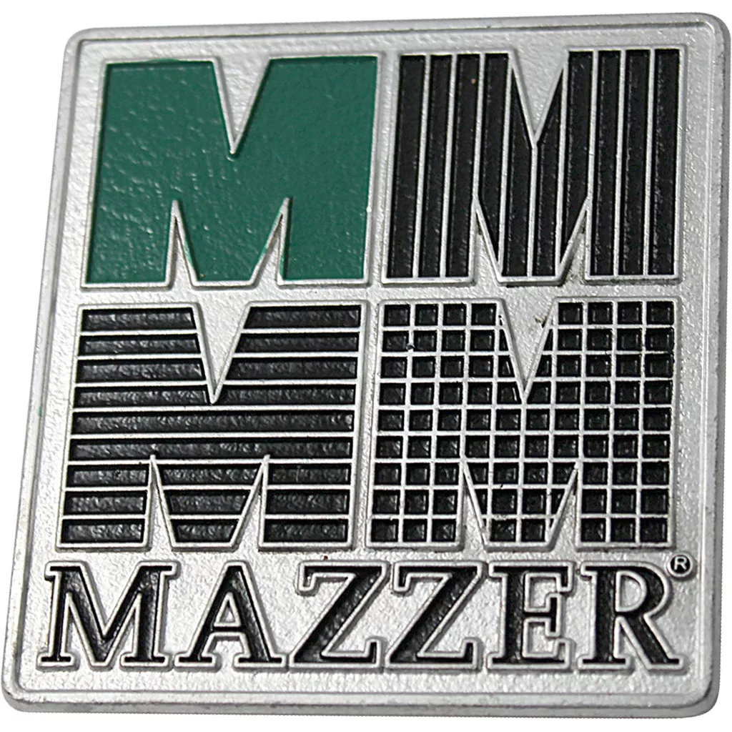 The Mazzer S000TAA02 Back Plate features a metallic badge with bold, stylized green and black MM lettering above MAZZER in capital letters. © 2025 1st-line.com