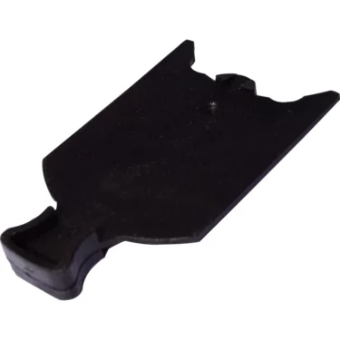The Mazzer SMI0SEB01 Hopper Stopper is a black plastic trim removal tool with a flat, angled blade and notched tip, designed for prying or lifting automotive interior panels without causing damage. © 2025 1st-line.com