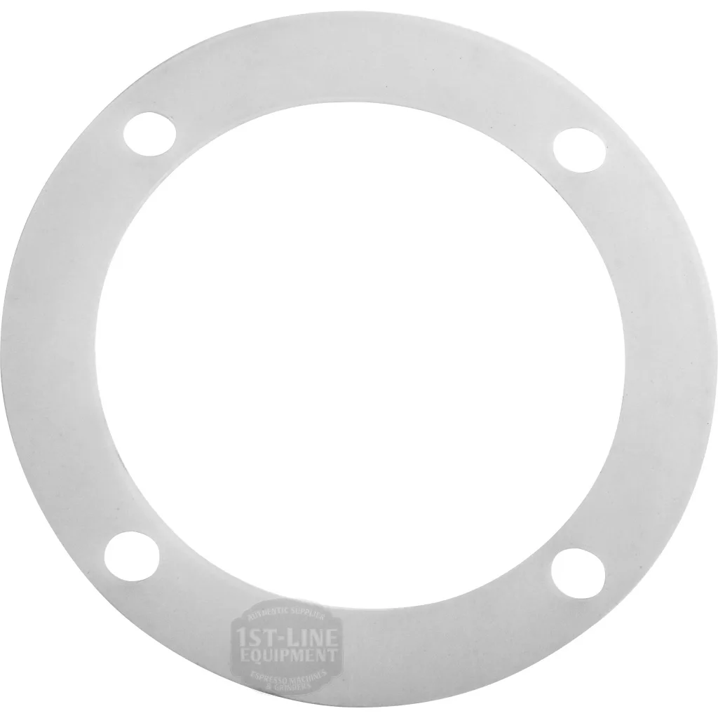 The Ponte Vecchio Boiler Seal - Export is a flat, circular white gasket with four inner holes, designed to seal machinery or plumbing connections—perfect for export-quality equipment like Ponte Vecchio machines. © 2025 1st-line.com
