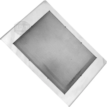 The VBM GRIGCSDOMSN43 Drip Tray Cover features a rectangular metal mesh with a silver frame, offering functional style and durability for your espresso machine setup. © 2025 1st-line.com