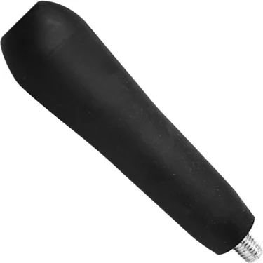The VBM PORTIMPPFNEW Portafilter Handle - New Style is a black, tapered handle with a threaded metal end, designed for enhanced grip and control, compatible with new style VBM machines. © 2025 1st-line.com