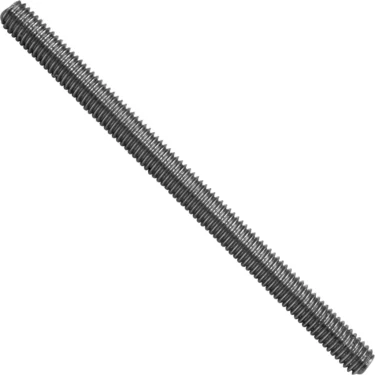 The VBM PRIG6MA100 Screw 6MA L.100 is displayed diagonally on a white background. This metal, fully threaded cylindrical rod is designed for fastening or construction applications. © 2025 1st-line.com
